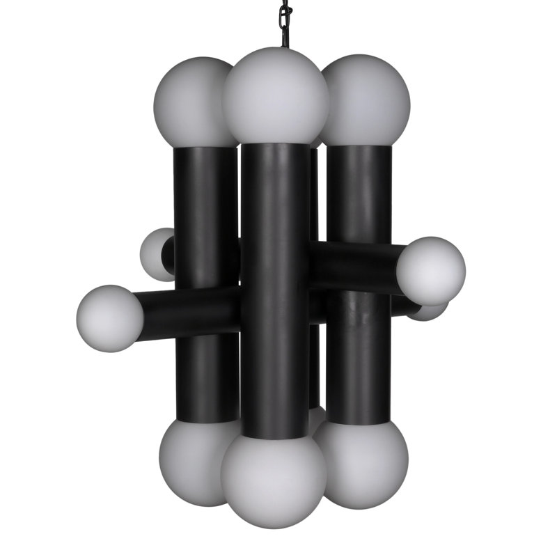 Amadeus 8 Light 120V Chandelier in Black with Optic Haze Quartz main image 1